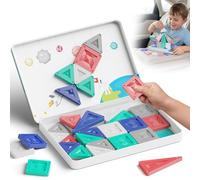 Mini Magnetic Tiles Travel Toy Kids: 40pcs Morandi Tin Case On-the-Go