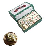 Mini Mahjong, Mini Mahjong Set,Mahjong Travel Set, Mahjong Set Portable, Mahjong Set Chinese Mah Jong Game, 144 Tiles Chinese Traditional Mahjong Set with 2 Dice