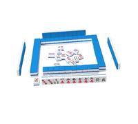 Mini Mahjong Tiles Party Supplies Chinese Game Play,Blue 26x18x12mm | 144 Chinese version mahjong tiles,melamine material,traditional characters and patterns,crisp sound,portable