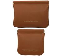 Mini Makeup Bag 2Pcs 2 Size Brown Polyester Small Makeup Pouch with Squeeze Top Portable Stain-Resistant Bag for Lipstick, Earbud, Cable, USB Drive & More
