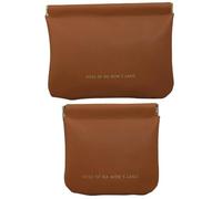 Mini Makeup Bag 2Pcs 2 Size Brown Polyester Small Makeup Pouch with Squeeze Top Portable Stain-Resistant Bag for Lipstick, Earbud, Cable, USB Drive & More