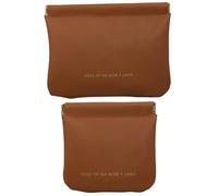 Mini Makeup Bag 2Pcs 2 Size Brown Polyester Small Makeup Pouch with Squeeze Top Portable Stain-Resistant Bag for Lipstick, Earbud, Cable, USB Drive & More