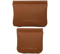 Mini Makeup Bag 2Pcs 2 Size Brown Polyester Small Makeup Pouch with Squeeze Top Portable Stain-Resistant Bag for Lipstick, Earbud, Cable, USB Drive & More
