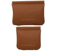 Mini Makeup Bag 2Pcs 2 Size Brown Polyester Small Makeup Pouch with Squeeze Top Portable Stain-Resistant Bag for Lipstick, Earbud, Cable, USB Drive & More, Cosmetic Bags