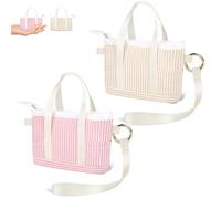 Mini Makeup Bag Small Cosmetic Bag Bow, Beige and Pink, money belt
