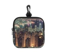 Mini Makeup Bag Zipper Storage Bag Square Coin Purse with Carabiner | Hong Kong Purse Pouch For Women Men, Portable Waterproof, Travel Organizer Case For Coins