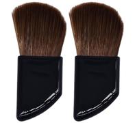 Mini Makeup Blush Brush Set, 2pcs Angled Handle, Nylon | Cheeks and Compact Powder Pans, Reusable Plastic Handles, Quick Touch-up Ready at Home a Makeup Bag