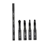 Mini Makeup Brushes, 4 In 1 Premium Detachable Brush Multi-Sections Cosmetic Makeup Brush Lip Brush Eyeshadow Brush Eyebrow Brush Portable Travel Makeup Brush Kit(Black)
