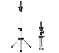 Mini Mannequin Head Stand, Adjustable Wig Stand Tripod, Mannequin Head Stand Holder for Hairdressing Training (silver)