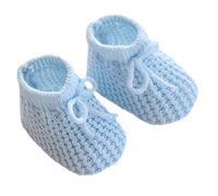Mini Mart Online Limited Baby Boys Girls Blue & Pink Drawstring Knitted Bow Bootes/Booties 0-3 Months