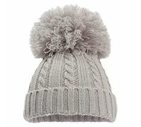Mini Mart Online Limited Baby Knitted Cable Single Pom Pom Bobble Boy Girl Cap Hat Bonnet 12-24 Months Grey