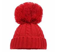 Mini Mart Online Limited Baby Knitted Cable Single Pom Pom Bobble Boy Girl Cap Hat Bonnet 12-24 Months Red, One Size