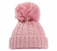 Mini Mart Online Limited Baby Knitted Cable Single Pom Pom Bobble Boy Girl Cap Hat Bonnet 12-24 Months Rose