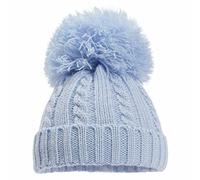 Mini Mart Online Limited Baby Knitted Cable Single Pom Pom Bobble Boy Girl Cap Hat Bonnet 12-24 Months Blue