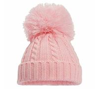 Mini Mart Online Limited Baby Knitted Cable Single Pom Pom Bobble Boy Girl Cap Hat Bonnet Nb-6 Months Pink