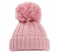 Mini Mart Online Limited Baby Knitted Cable Single Pom Pom Bobble Boy Girl Cap Hat Bonnet Nb-6 Months Rose