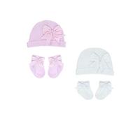 Mini Mart Online Limited Baby Spanish Beanie Ribbon Bow Hat Matching Bow Socks Set Nb-6 Months