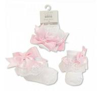 Mini Mart Online Limited Baby Spanish Link Yellow Lace Socks Traditional With Ribbon Bow 12-18 Months