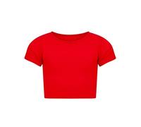 Mini Mart Online Limited Girls Kids Plain Short Sleeves Crop Top Dance Belly Shirt 5-13 Years Red
