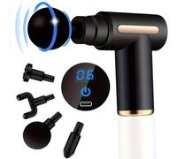 Mini Massage Gun Deep Tissue,6 Speeds Cordless Handheld Muscle Massager with 4 Heads 1800mAh Battery & Type-C Charging, Super Quiet Chargeable Device Pain Relief, Gifts