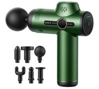 Mini Massage Gun Deep Tissue Percussion Massager - Portable Handheld Electric Muscle Gun for Neck, Back & Shoulder Relaxation Quiet Device for Gym, Office & Travel 6 Speeds, 6 Heads, USB-C (Green)