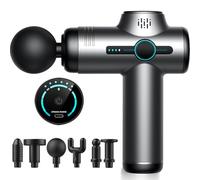 Mini Massage Gun for Neck and Shoulders - Deep Tissue Massager for Office Workers & Gym Goers, Ultra Quiet (<45dB), 3200 RPM with 6 Speeds & 6 Heads, USB-C Rechargeable, Pocket-Sized for Travel (Grey)