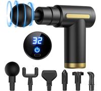 Mini Massage Gun, Muscle Gun,Massage Gun Deep Tissue Massager,LCD Touch Screen,32Speeds Cordless Handheld Muscle Massager with 6 Massage Heads 1800mAh Battery & Type-C Charging