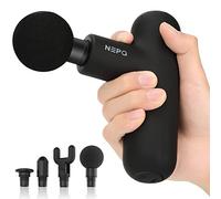 Mini Massage Gun, NEPQ Powerful Fascial Gun Portable Deep Tissue Percussion Muscle Back Head Massager for Pain Relief with 4 Massage Heads 4 Speed High-Intensity Vibration Rechargeable (Black)-Black