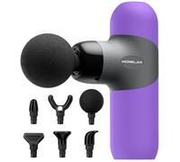 Mini Massage Gun with 6 Massage Heads and 4 Speeds, Portable Percussion Muscle Massager Gun, Silicone Material Removable and Washable, for Home Office Workout, Mother's Day Gifts (Purple)