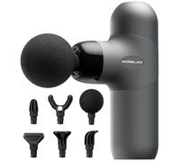 Mini Massage Gun with 6 Massage Heads and 4 Speeds, Portable Percussion Muscle Massager Gun, Silicone Material Removable and Washable, for Home Office Workout, Gift for him her (Gray)