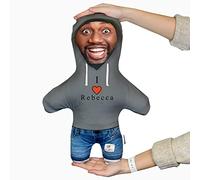 MINI ME! Custom I Love Plush Add 2 Photos and Text | Personalised Novelty Face Doll Teddy | 33cm x 46cm The Original Doll | Made in GB | Amazing Reviews (Grey)