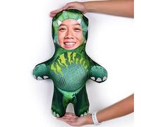 MINI ME! Dinosaur Custom Cushion | Personalised Face Doll Add Photo Green Dino Novelty Plush Kids Gift Idea | 33cm x 46cm The Original British Made Gifts Doll