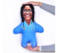 MINI ME! Nurse Doll | Personalised Blue Scrubs Nurse's Uniform Custom Plush Face Cushion | 33cm x 46cm British Made Gifts Teddy (T2 Brunette)