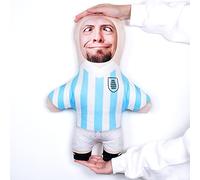 MINI ME! Personalised Create Your Football Kit Face Doll | Novelty Teddy Customise With Photo | 33cm x 46cm The Original Doll | Made in GB (Sky Blue - White Stripe)