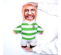 MINI ME! Personalised Create Your Football Kit Face Doll | Novelty Teddy Customise With Photo | 33cm x 46cm The Original Doll | Made in GB (Green - White Stripe)