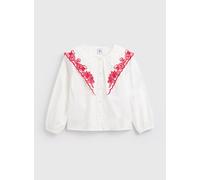 Mini Me White Floral Detail Collared Shirt 12 years