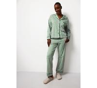 Mini Me Women's Wicked Green & Pink Stripe Print Traditional Pyjamas S