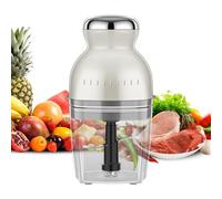 Mini Meat Grinder, Electric Food Chopper for Home, 1000ml Fruit Veggie Juicer Cup, Suitable for Smoothies and Protein Shakes, 4 Sharp Blades, Food Blender with Whisk and Grating Disc (Beige)