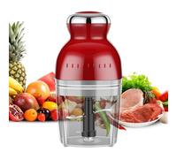 Mini Meat Grinder, Electric Food Chopper for Home, 1000ml Fruit Veggie Juicer Cup, Suitable for Smoothies and Protein Shakes, 4 Sharp Blades, Food Blender with Whisk and Grating Disc (Red)