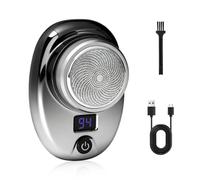Mini Men's Electric Razor, 6-Blade Dry Shaver with LED Battery Display, Portable Rotary Shaver with Cleaning Brush, USB Rechargeable, Ideal for Travel, Car, Office & Holiday