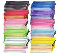 Mini Mesh Pouches 4 Pack, Small Mesh Bags with Zipper Nylon Makeup Pouches Bag Insert Diaper Inside Bag Organizers Home Organizing Size See Through Cute Colors (40 Pack Striped Mix 10 Colors)