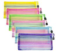 Mini Mesh Pouches 4 Pack, Small Mesh Bags with Zipper Nylon Makeup Pouches Bag Insert Diaper Inside Bag Organizers Home Organizing Size See Through Cute Colors (6 Pack Striped Mix 6 Colors)