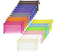 Mini Mesh Pouches 4 Pack, Small Mesh Bags with Zipper Nylon Makeup Pouches Bag Insert Diaper Inside Bag Organizers Home Organizing Size See Through Cute Colors (24 Pack Mix 12 Colors)