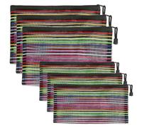 Mini Mesh Pouches 4 Pack, Small Mesh Bags with Zipper Nylon Makeup Pouches Bag Insert Diaper Inside Bag Organizers Home Organizing Size See Through Cute Colors (6 Pack Makeup Nylon Mesh Black Striped)