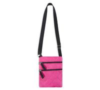 Mini Messenger Shoulder Bag Travel Work Basic Plain Small Item Bag Crossbody Passport Pouch Festival Secure Zip Pockets School College Adjustable Shoulder Straps Pink 14cm (W) x 18cm (L)