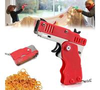 Mini Metal Burst Collapsible Rubber Band Gun Toy with 60pcs Safe Portable Rubber Band Children's Toy,Portable Shooting Game Outdoor Indoor Activities Gift,Christmas Toy for Children