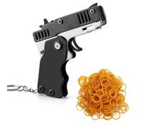 Mini Metal Burst Collapsible Rubber Band Gun With 60pcs Soft Elastic Bands - Portable Shooting Game for Teens Adults Indoor Outdoor Interactive Games