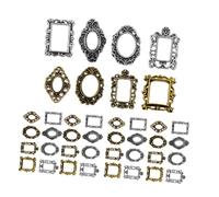 Mini Metal Photo Frame Nail Art Decoration 40 Pcs Baroque | Alloy Set, Vintage Oval and Square Styles, Easy to Use, for Home Personal Use