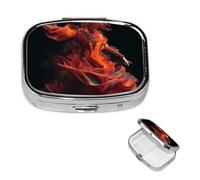 Mini Metal Pill Organizer - 2 Compartment Travel Pill Box Lightweight Pocket Pill Case Fire Dancer Weekly Medication Case for Vitamins and Medication