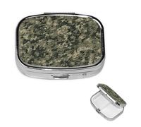 Mini Metal Pill Organizer - 2 Compartment Travel Pill Box Lightweight Pocket Pill Case Military Woods Camouflage Weekly Medication Case for Vitamins and Medication